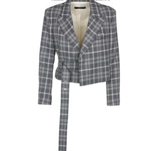 NWT MO&Co Short Checked Jacket w/ Tailored Collar